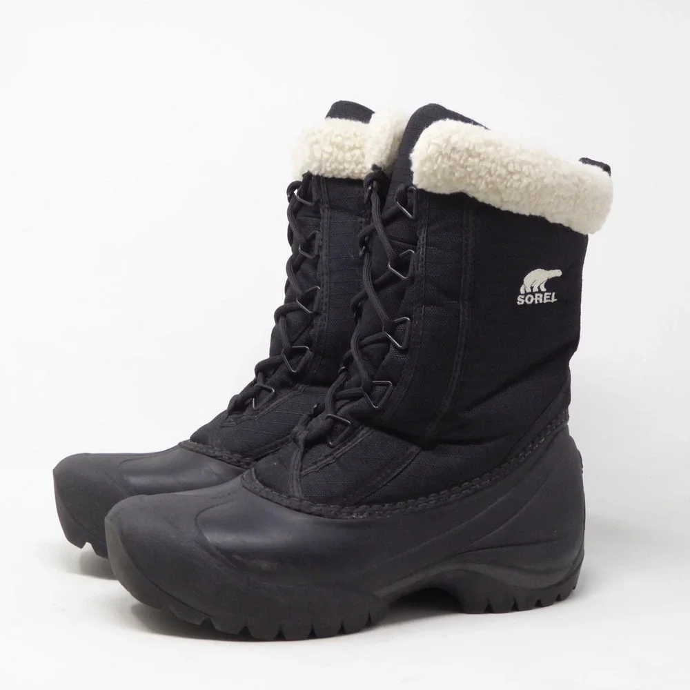 Sorel Cumberland Womens Snow Boots Black Winter Faux Fur Trim NL1436-010 Size 6